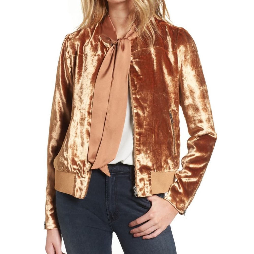Chelsea28 Rust Carmel Velvet Jacket